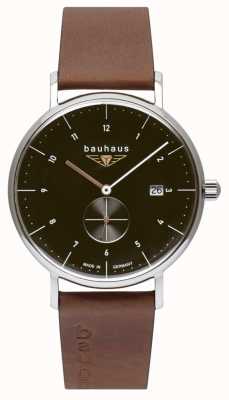 Bauhaus Men's Brown Italian Leather Strap | Black Dial 2132-2