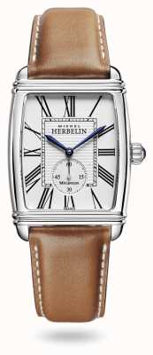 Michel Herbelin Art Déco | Automatic | Brown Leather Strap Silver Dial 1938/08GO