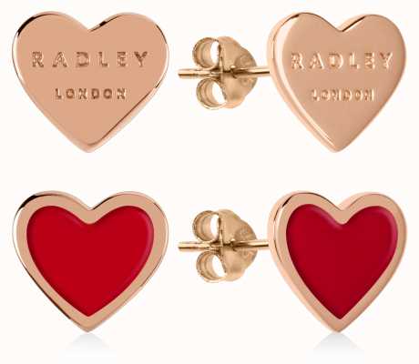 Radley Jewellery Love Letters | Rose Gold Plated & Red Heart Stud Earrings RYJ1154S-CARD
