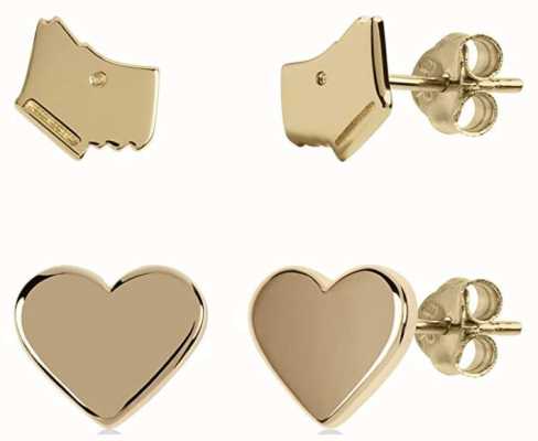 Radley Jewellery Love Heart | Gold Plated Dog Head & Heart Stud Earrings Set RYJ1164S