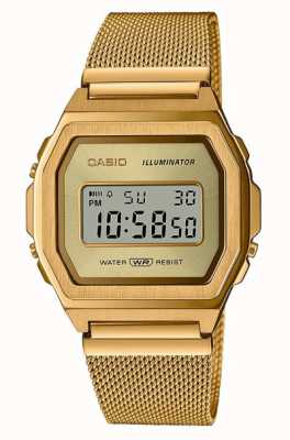 Casio Vintage | Digital | Gold PVD Stainless Steel Mesh A1000MG-9EF