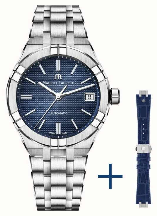 Maurice Lacroix Aikon Automatic (39mm) Blue Clous De Paris Dial / AI6007 -SS002-430-2 - First Class Watches™ USA