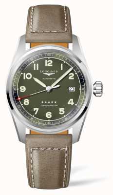 LONGINES Spirit Green Dial Brown Leather Strap L38104032