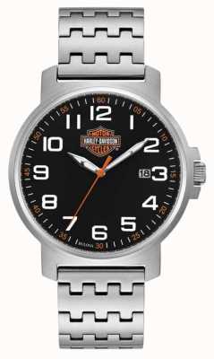 Harley Davidson Men's Stainless Steel Bracelet | Black Easy Read Dial 76B187