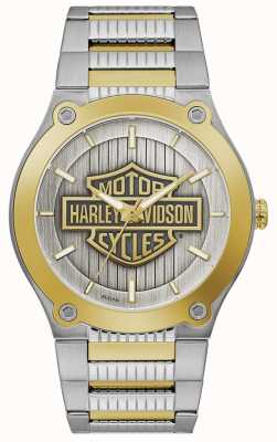 Harley Davidson Men's Two-Tone Steel Bracelet | Silver Dial 78A125