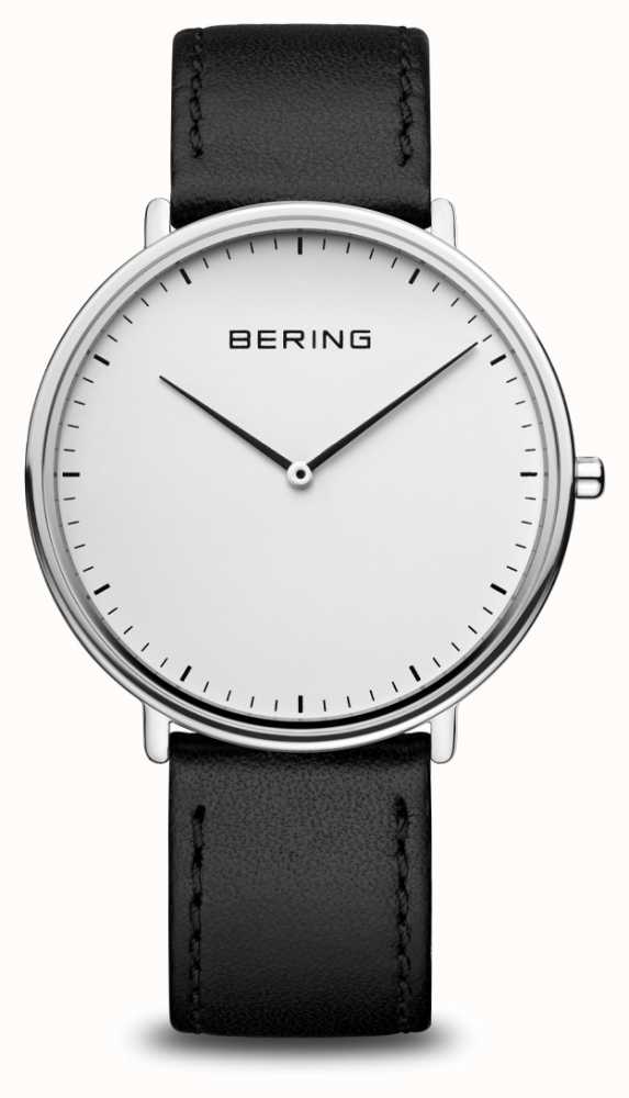semester nul samenvoegen Bering Classic Unisex Black Leather Strap Watch 15739-404 - First Class  Watches™ USA