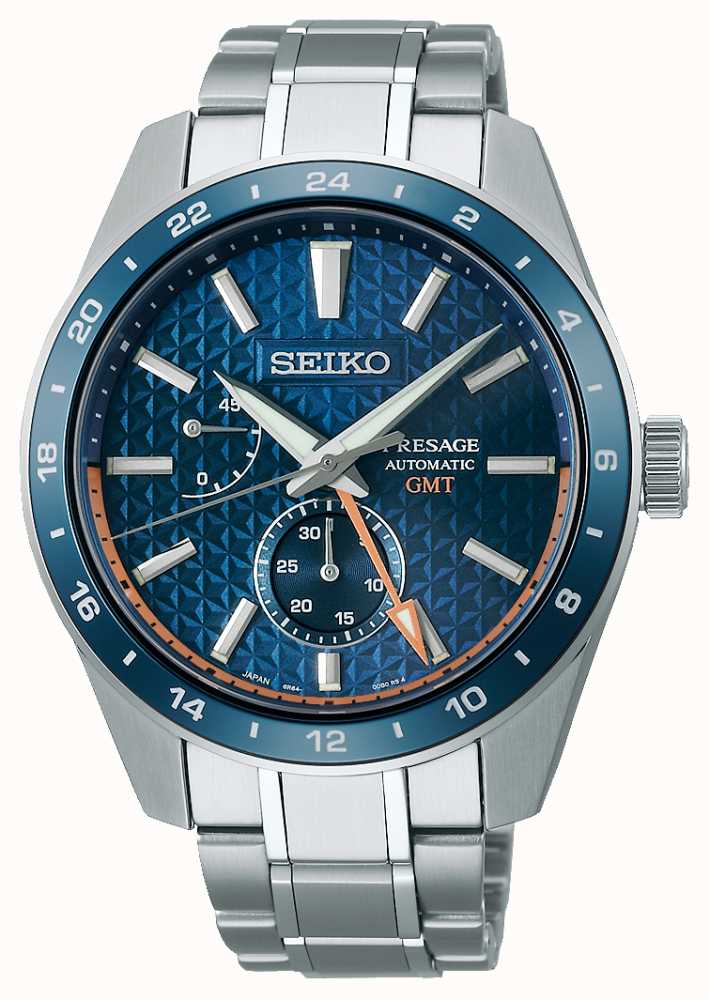 Seiko Presage Sharp GMT Blue SPB217J1 - First Watches™