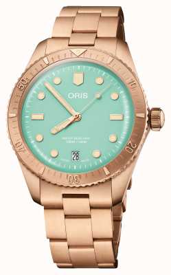 ORIS Divers Sixty-Five Cotton Candy Bronze Automatic (38mm) Green Dial / Bronze Metal Bracelet 01 733 7771 3157-07 8 19 15