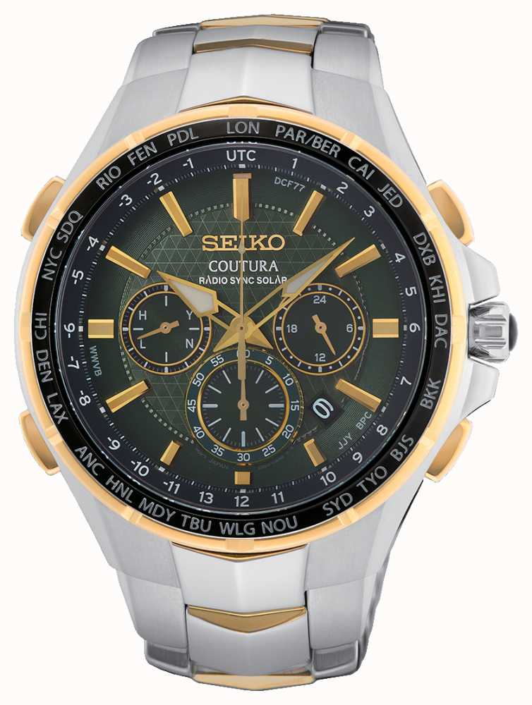 Seiko | Coutura | Radio Sync Solar | Green Dial | Two Tone Bracelet |  SSG022P9 - First Class Watches™ USA