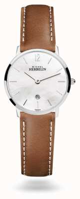 Michel Herbelin City Mother of Pearl Brown Leather Strap 16915/19GON