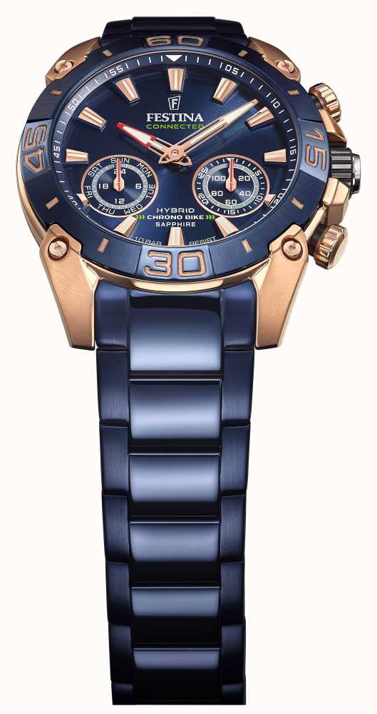 Festina Chrono Watches™ Class F20549/1 Bike And Connected First USA Hybrid - Edition Blue Rose Gold 2021 Special