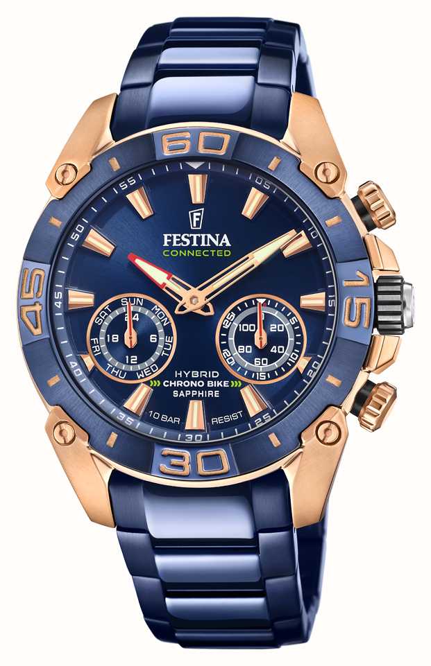 trommel Plons Ontkennen Festina Chrono Bike 2021 Connected Special Edition Hybrid Blue And Rose Gold  F20549/1 - First Class Watches™ USA