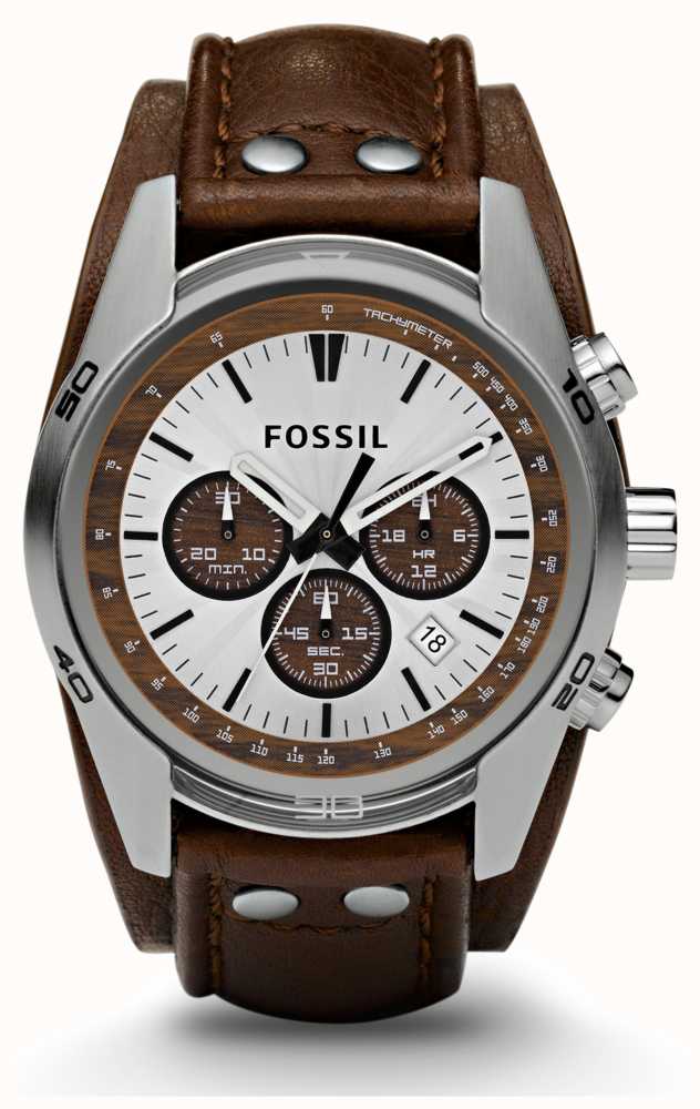 Fossil Mens Sports Chronograph Brown Leather Strap Watch ...