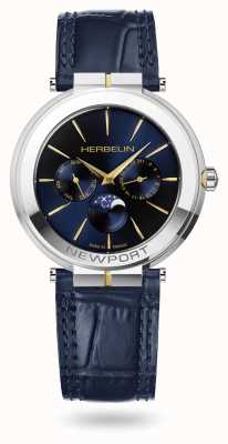 Herbelin Newport Slim Moonphase (41.5mm) Blue Dial / Blue Leather 12722T15BL