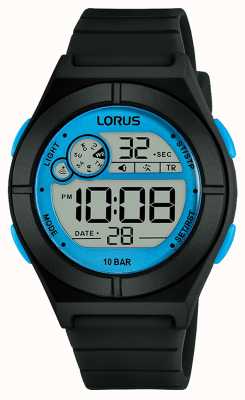 Lorus Kid's Digital Multi-Function 100m (36mm) Blue Digital Dial / Black Silicone R2361NX9