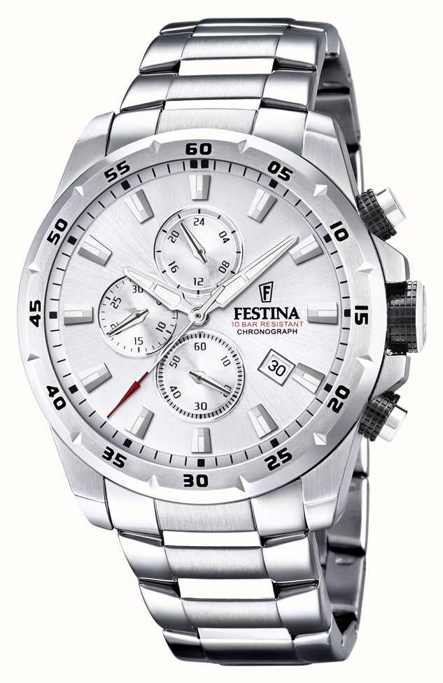 Festina - Class | Steel F20463/1 Bracelet USA | First Men\'s Chrono Silver Stainless Sport Watches™