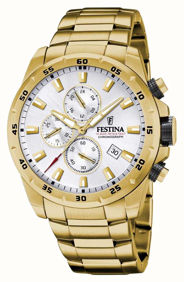 Luchtpost Beven procedure Festina Men's Chronograph | Silver Dial | Gold PVD Watch F20541/1 - First  Class Watches™ USA