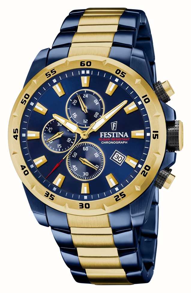 Festina Men's Chronograph Dual Tone Stainless Steel Bracelet F20564/1 -  First Class Watches™ USA