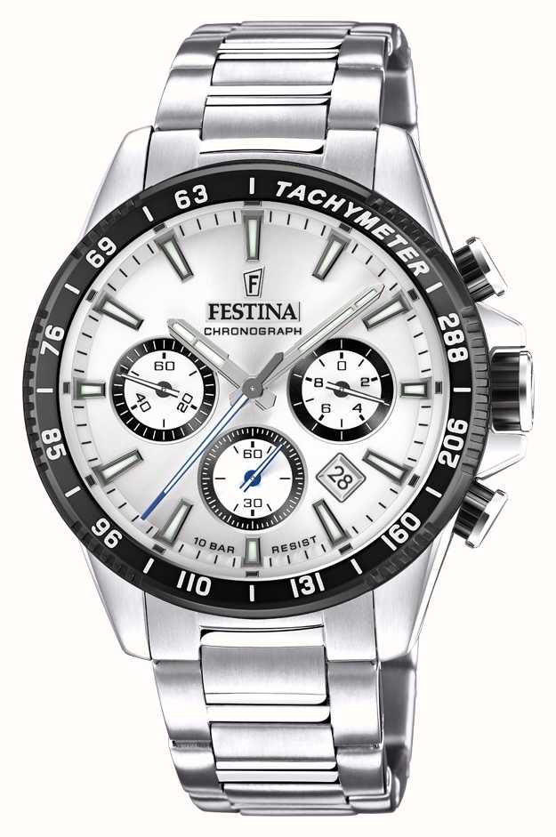 Festina Men\'s First USA | Watches™ Bracelet Chronograph Steel - Class Silver Dial F20560/1 | Stainless