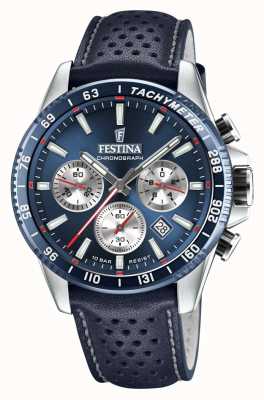 Festina Chronograph Blue Perforated Leather Strap F20561/3 - First Class  Watches™ USA