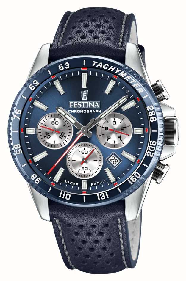 Festina Men\'s Chronograph | Blue F20561/2 USA Blue | Leather First Dial Class - Watches™ Strap