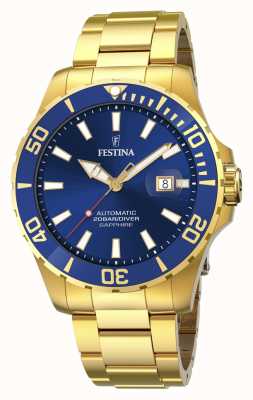 Festina Men's | Blue Dial | Gold Plated Bracelet | Automatic Watch F20533/1
