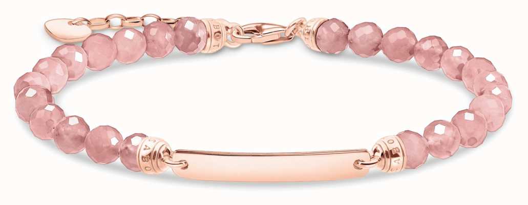 Thomas Sabo Rose Gold Plated Bar and Pink Bead Bracelet A2042-415-9-L19V