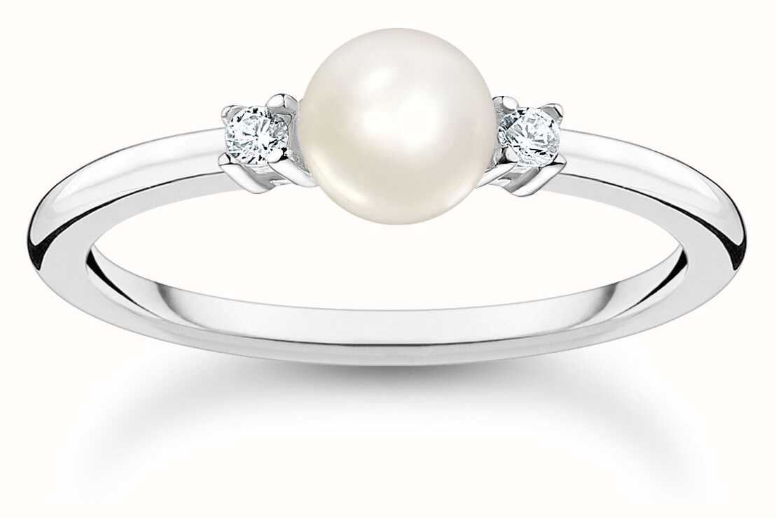 eetbaar Bully Monetair Thomas Sabo Sterling Silver Pearl Cubic Zirconia Ring TR2370-167-14-54 -  First Class Watches™ USA