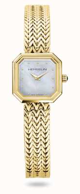 Herbelin Octogône (22mm) White Mother Of Pearl Dial / Gold Plated Bracelet 17436BP19
