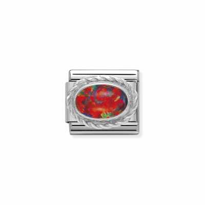 Nomination Comp. Classic Hard Stones Stainless Steel Rich Silver 925 Setting RED OPAL 330503/08