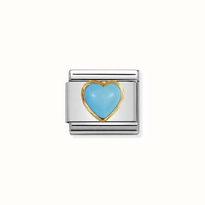 Nomination COMPOSABLE Classic STONES HEARTS In Stainless Steel With 18k Gold TURQUOISE 030501/06