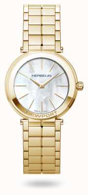 Herbelin Newport Slim (32mm) Mother of Pearl Dial / Gold PVD Bracelet 16922/BP19