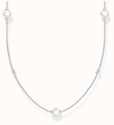 Thomas Sabo Pearl Cubic Zirconia Sterling Silver Necklace 85-90 cm KE2125-167-14-L90V