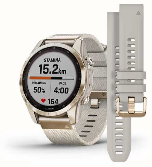 Garmin fenix 7S Sapphire Solar Multisport GPS Watch in Cream Gold  010-02539-20