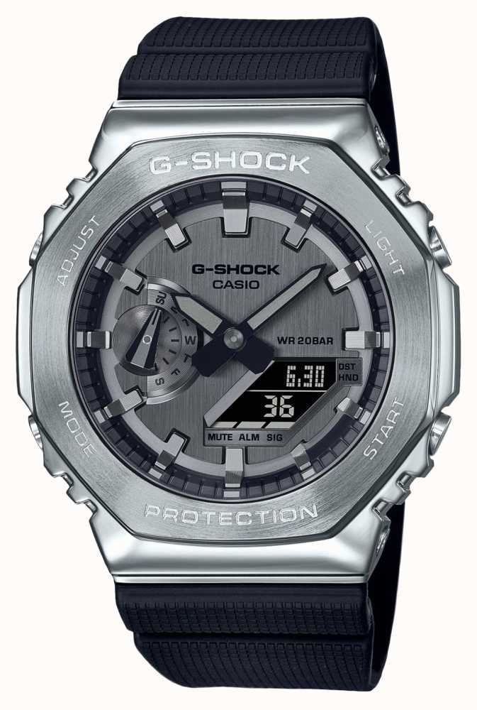 Casio G-Shock Stainless Steel Case Resin Strap Watch GM-2100
