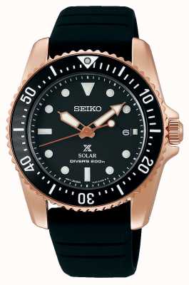 Seiko Prospex Compact Solar 38.5mm Black Dial Rose Gold Watch SNE586P1