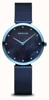 Bering Classic | Blue Mother Of Pearl Dial | Blue Milanese Strap | Blue Stainless Steel Case 18132-398