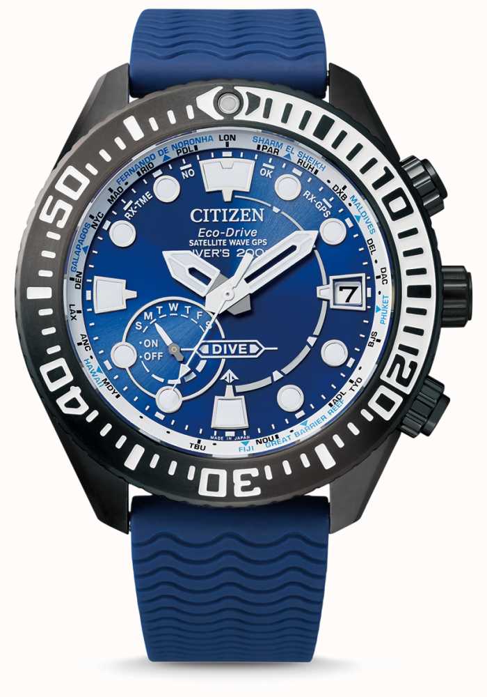 Citizen Satellite Wave Dive GPS | Blue Dial | Blue Silicone Strap  CC5006-06L - First Class Watches™ USA