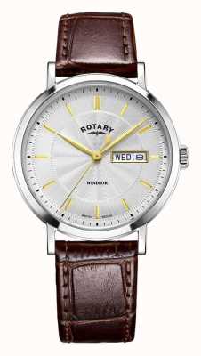 Rotary Windsor Silver Dial Brown Leather Strap GS05420/02