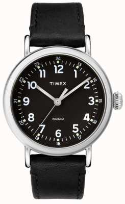 Timex Standard 40mm Silver-tone Case Black Dial Black Leather Strap TW2T20200