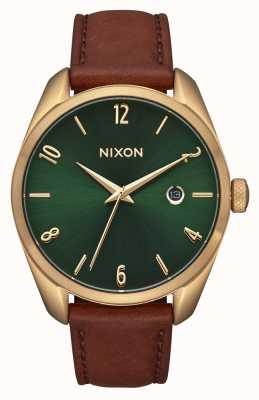 Nixon Thalia Leather Green Dial Brown Leather Strap A1343-2691-00