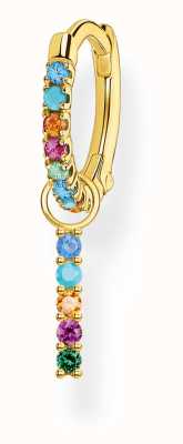 Thomas Sabo Gold Plated Rainbow Crystal Single Hoop Earring with Crystal Set Pendant CR703-488-7