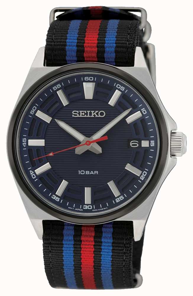 Seiko Men's Blue Dial Blue And Red NATO Strap SUR509P1 - First Class  Watches™ USA