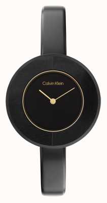 Calvin Klein Women's Black Dial | Black Stainless Steel Bangle Bracelet Watch 25200024