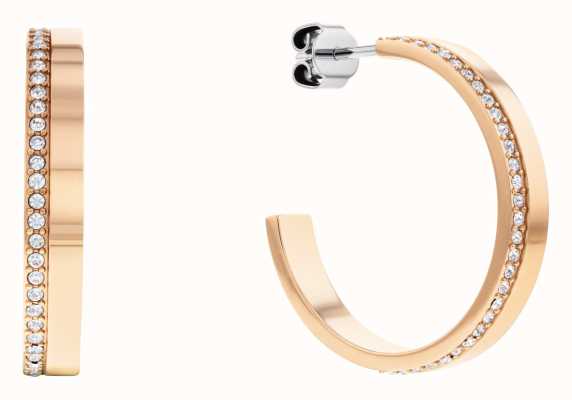 Calvin Klein Ladies Rose Gold Half Hoop Earrings 35000165