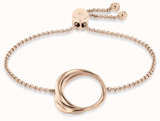 Calvin Klein Ladies Rose Gold Tone Asymmetrical Circle Bracelet 35000005