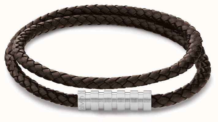 Calvin Klein Architectural Brown Leather Wraparound Style Bracelet 35000094