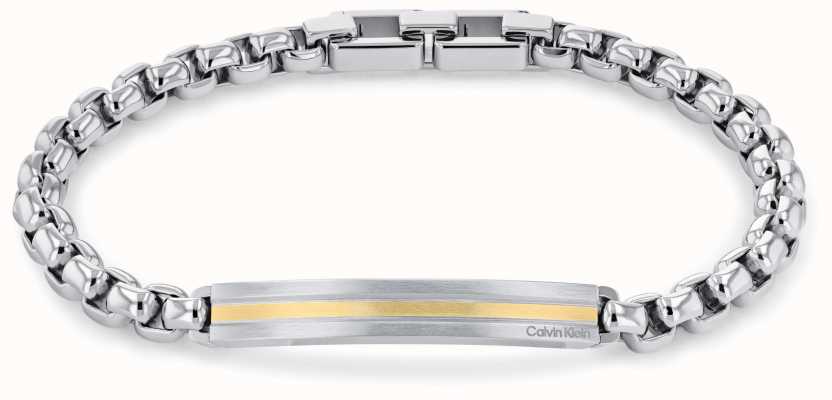 Calvin Klein Men's Metal Chain Bar Detail Bracelet with Gold Detailing 35000062