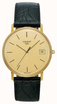 Tissot Goldrun Hesalite 18K Gold Black Leather Strap T71340121