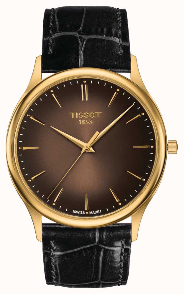 Tissot Excellence 18ct Gold Brown Sunray Dial T9264101629100